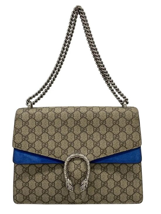 GUCCI Dionysus Medium Suede Leather Shoulder Bag Blue GUCCI Dionysus 403348 Blue Gray Multi PVC Suede Shoulder Bag